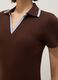 Brown stretch cotton regular fit polo with contrasting collar_3