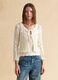 White Cotton Lace Cardigan Regular Fit Deep V_0