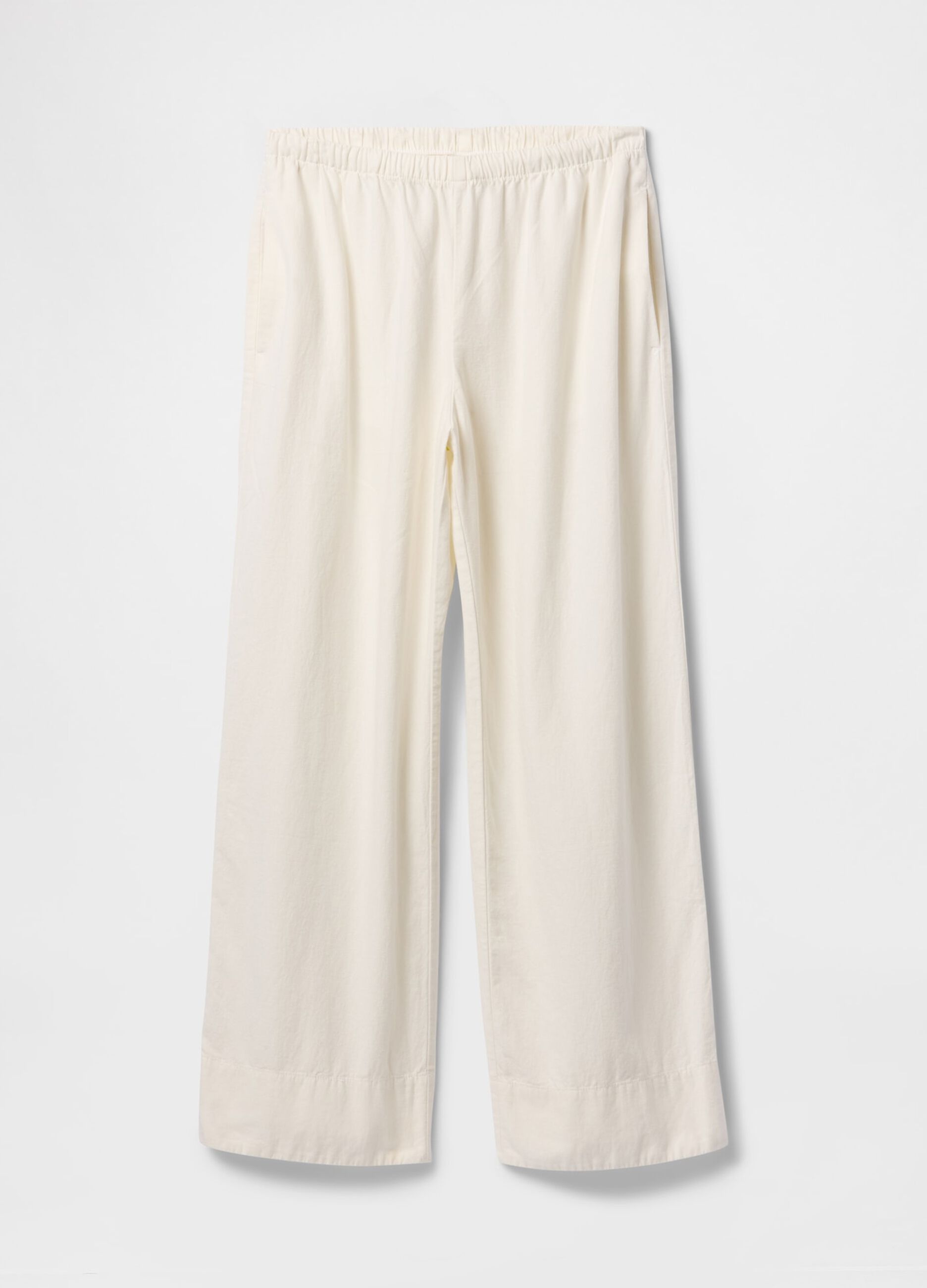 Pantaloni ampi in lino e viscosa