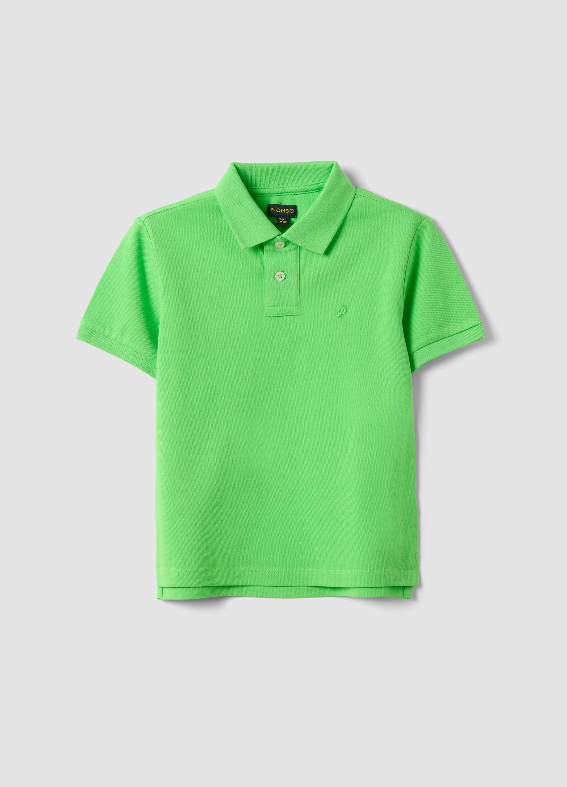 Boys' Green Stretch Cotton Polo Regular Fit