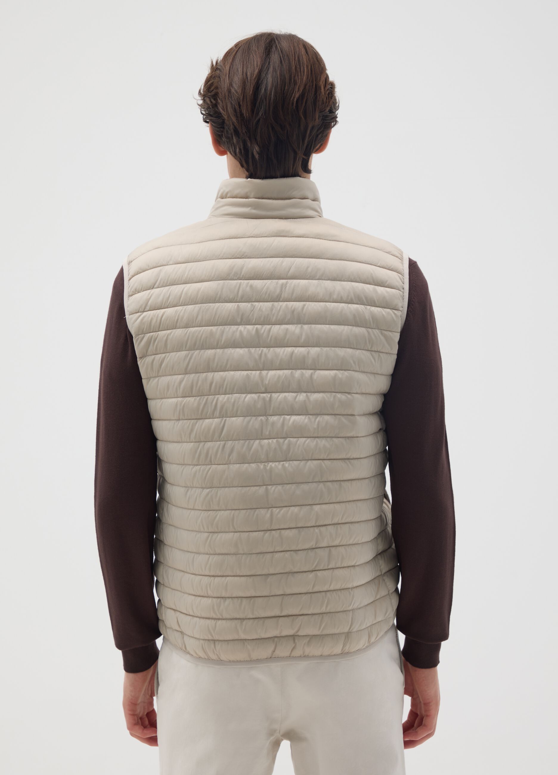 Beige mixed regular fit gilet