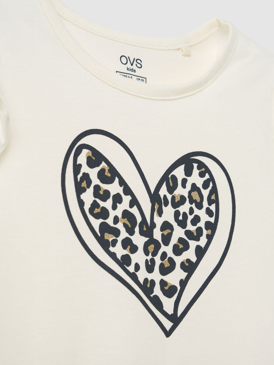 T-shirt da bambina in puro cotone bianca regular fit con volant_2