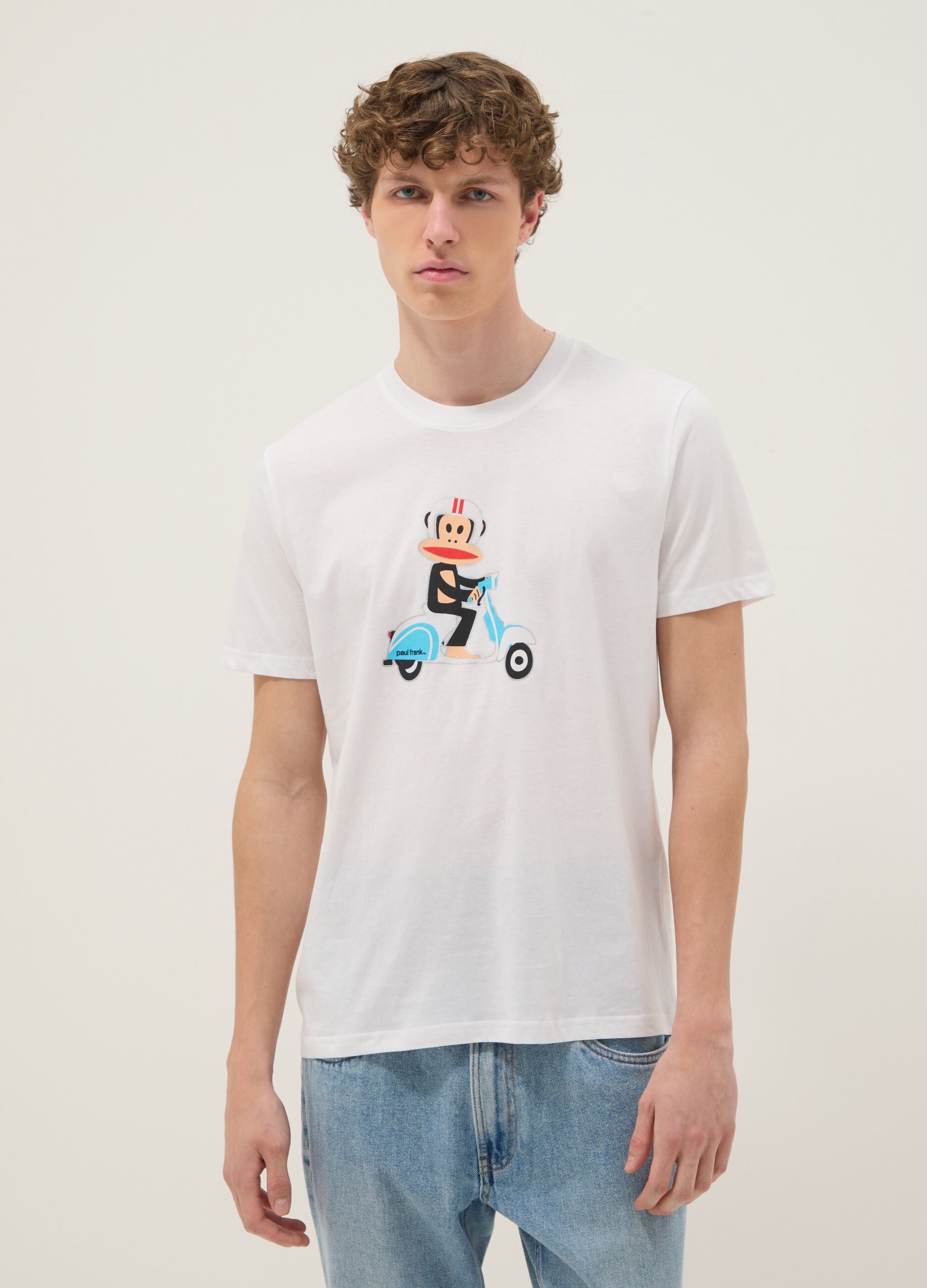 White Paul Frank print T-shirt in pure cotton, regular fit