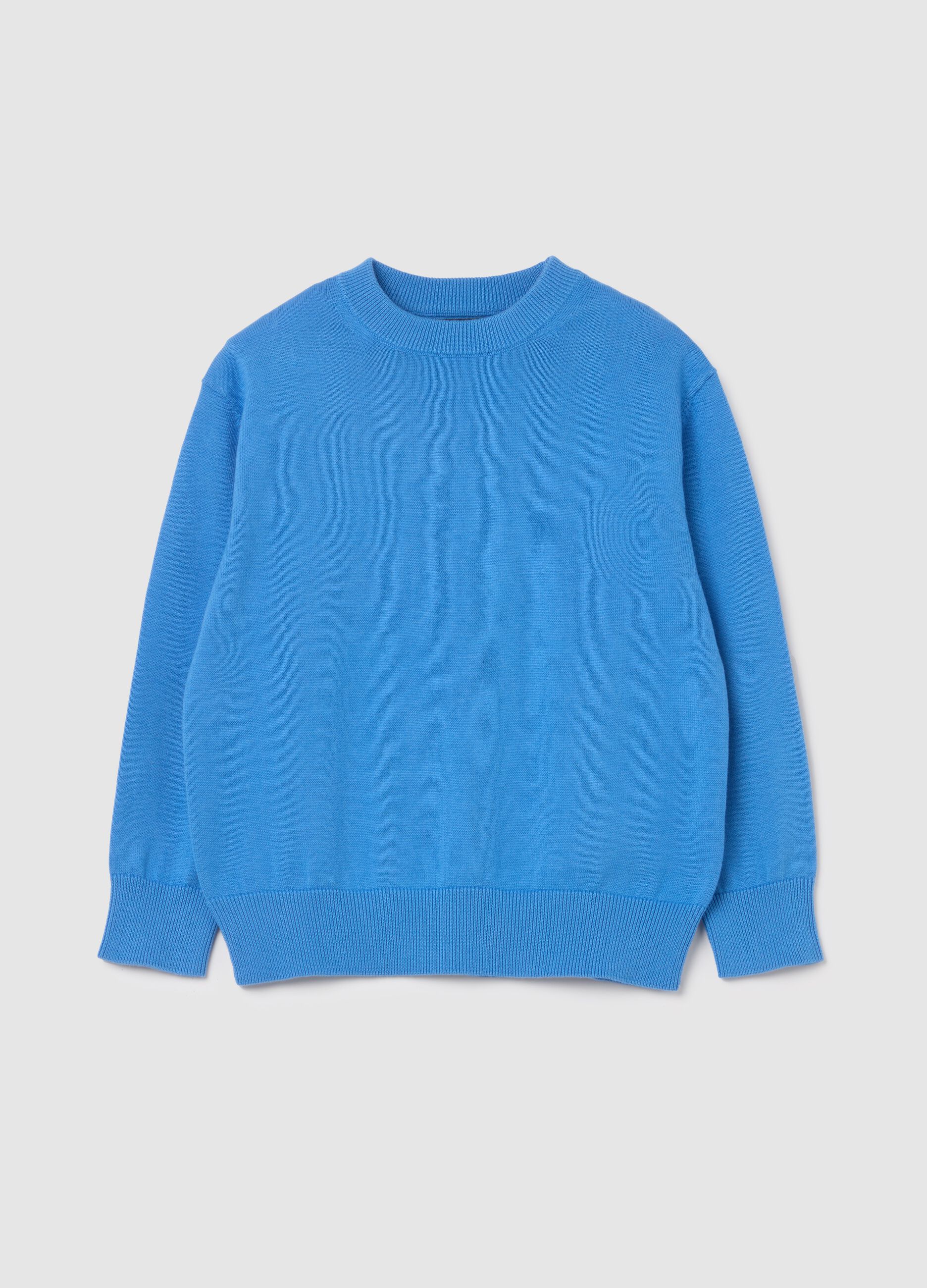Solid colour cotton pullover