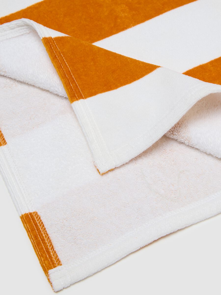 Orange and white striped cotton baby poncho_2