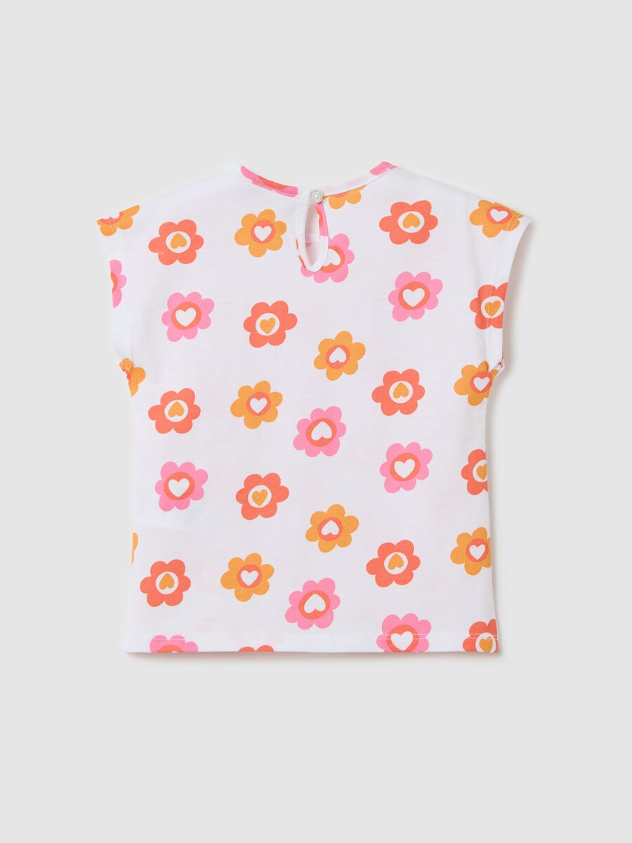 White sleeveless T-shirt in cotton with print_1