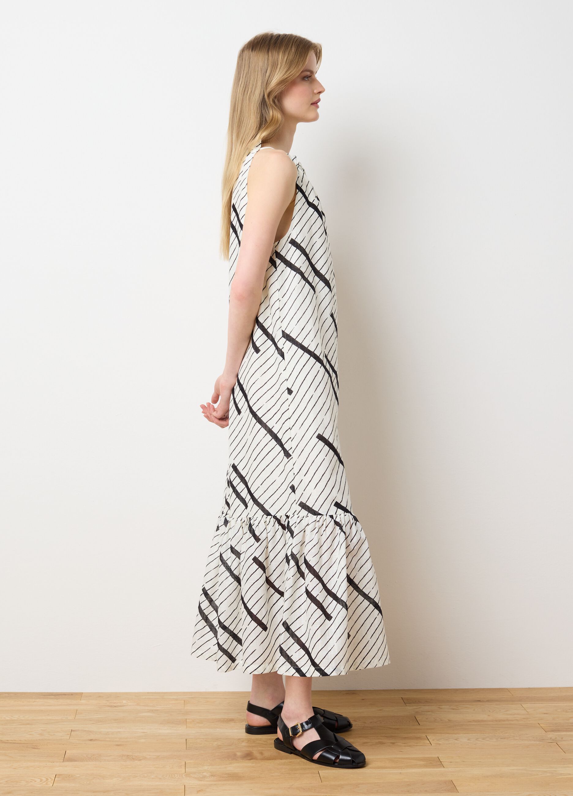 Women's long dress in pure multicolour cotton, oversized