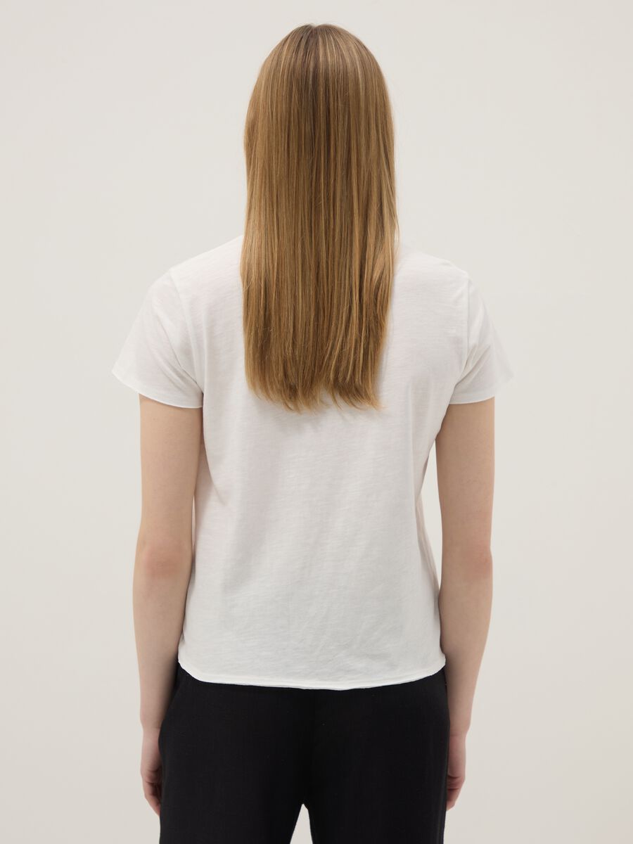 White pure cotton short-sleeve T-shirt, regular fit_3