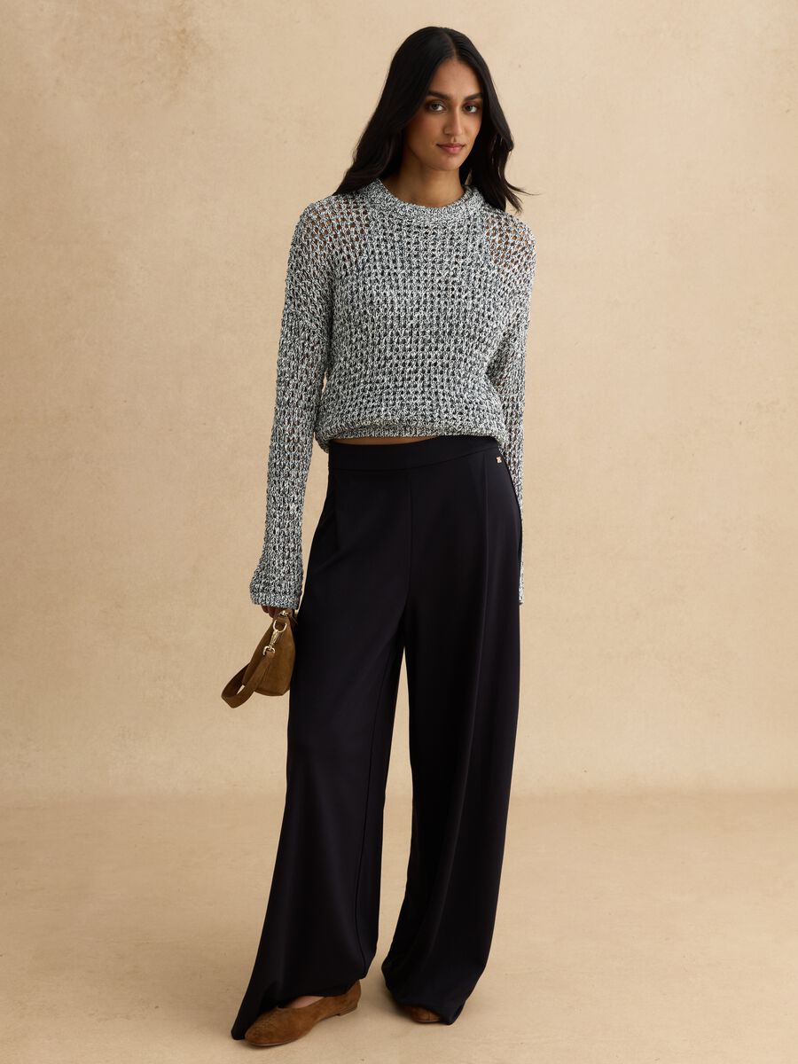 Multicolour cotton blend pullover regular fit with knitted design_2