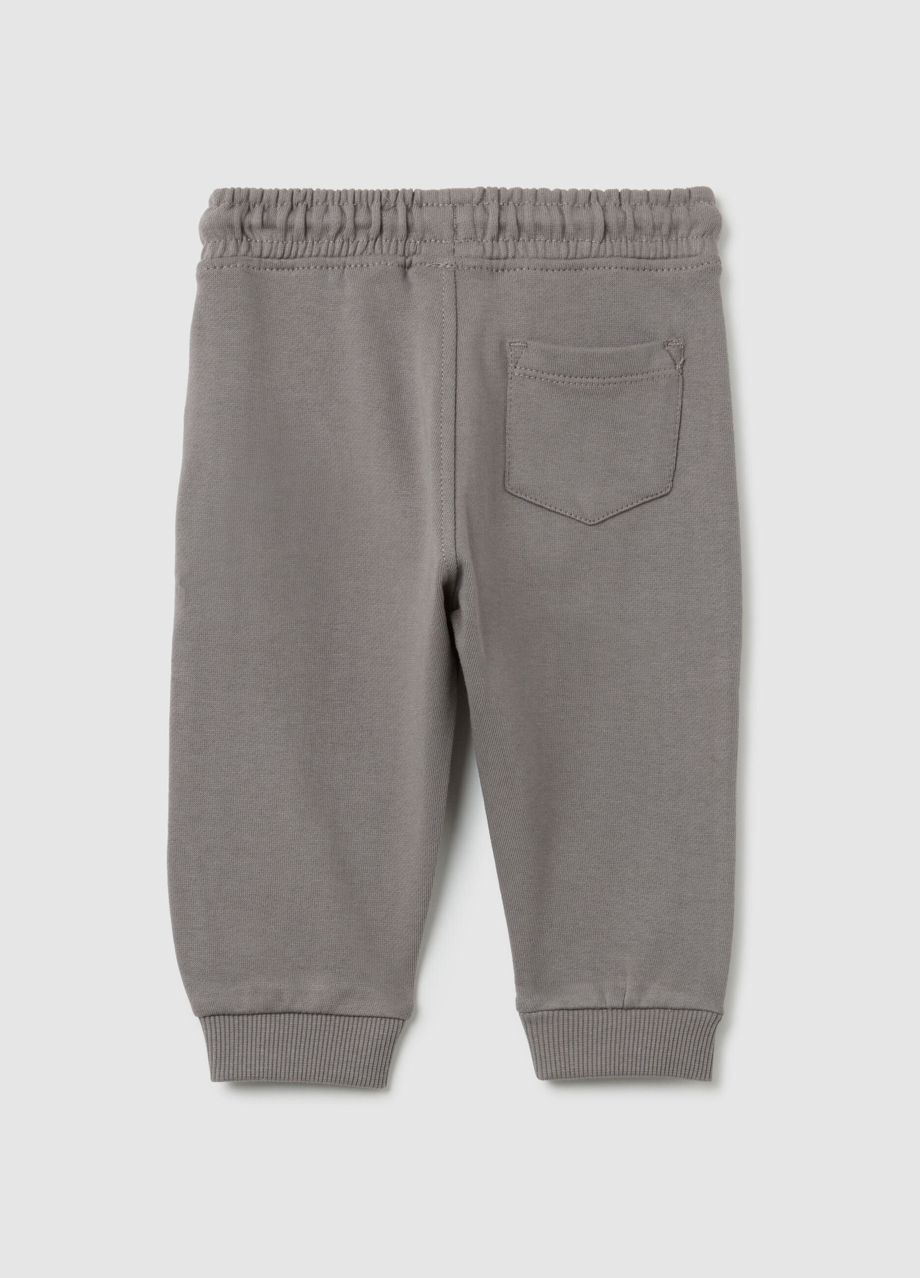 Baby trousers in pure grey cotton with regular fit