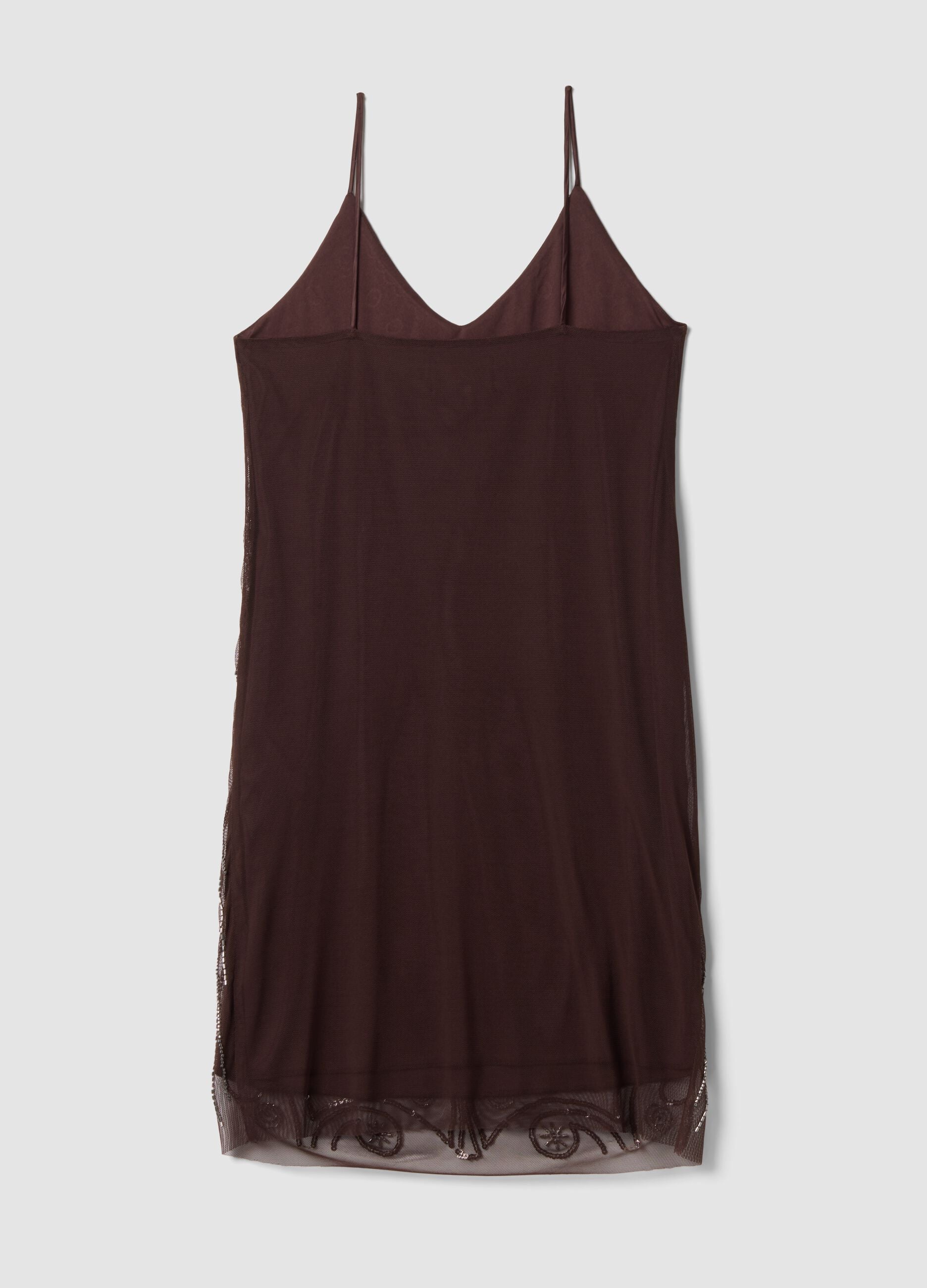 Brown fitted stretch dress with sequins