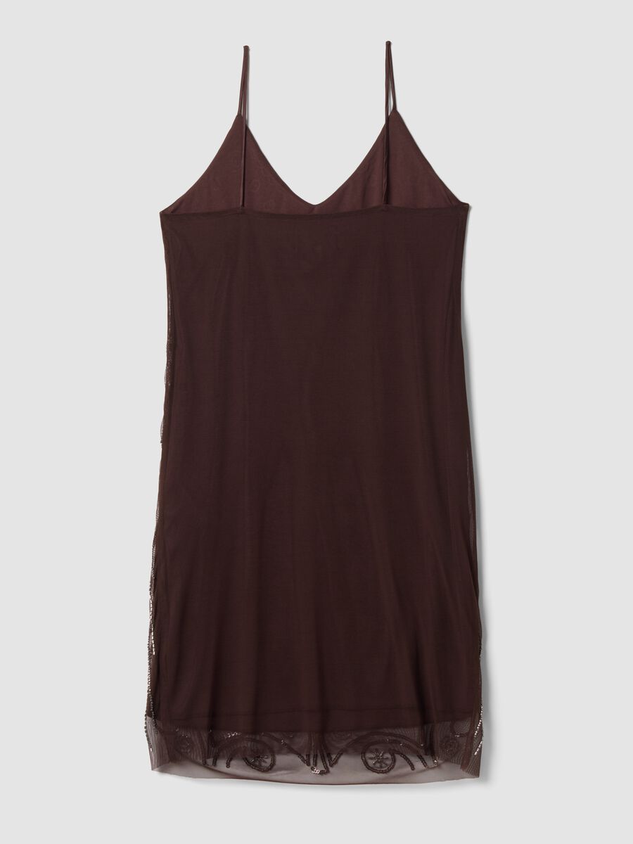 Brown fitted stretch dress with sequins_1