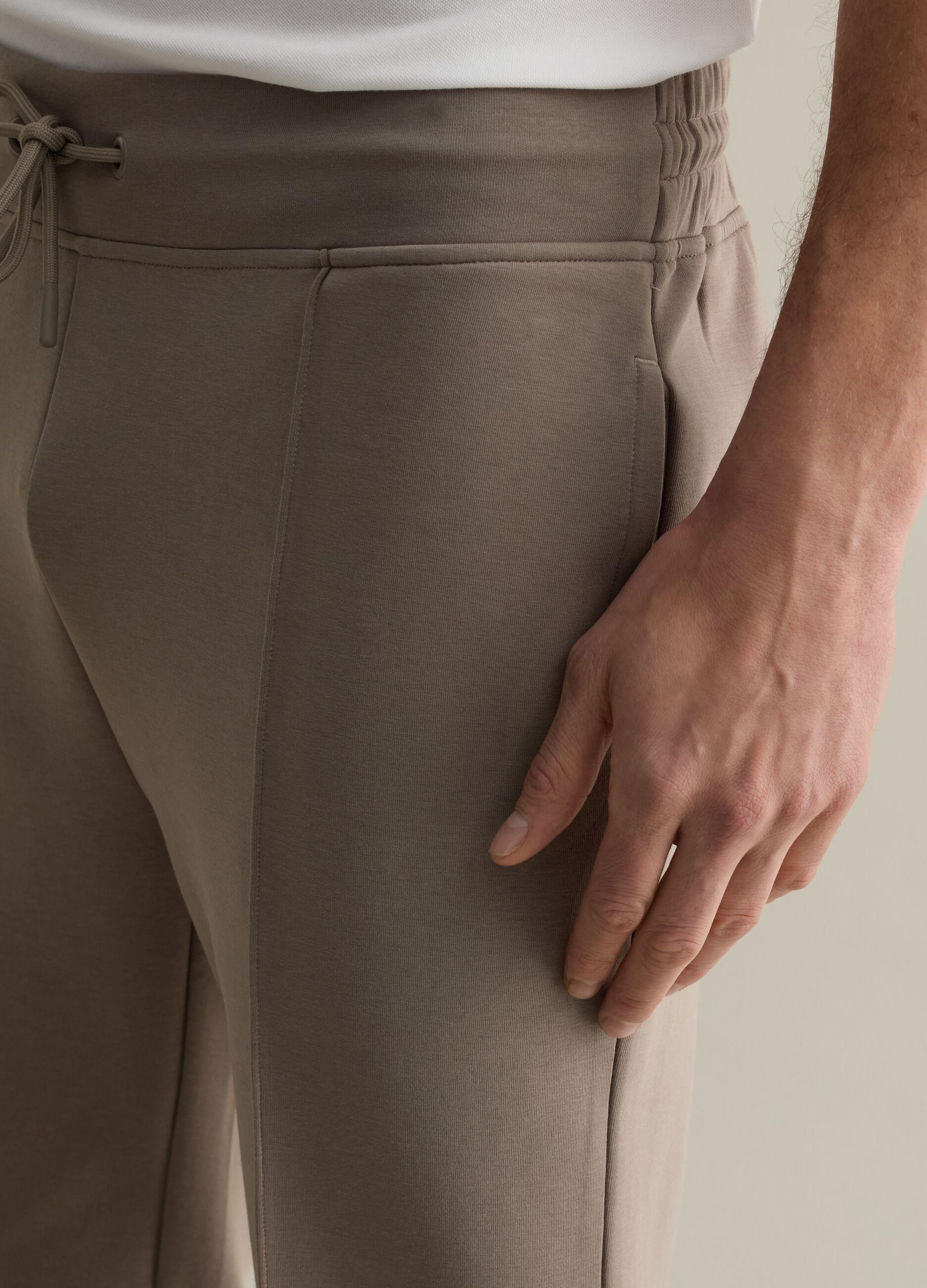 Technical fabric joggers with drawstring
