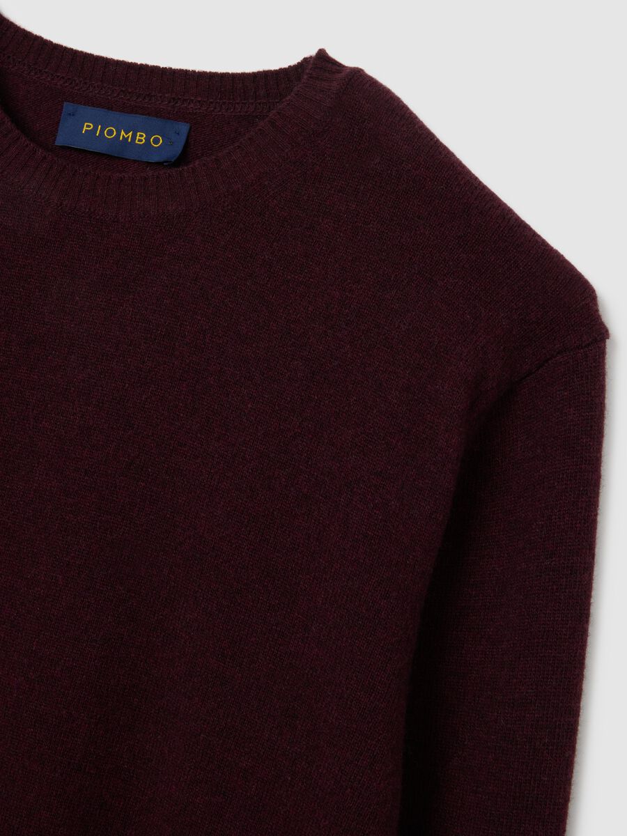 Pullover girocollo viola in puro lambswool regular fit_5