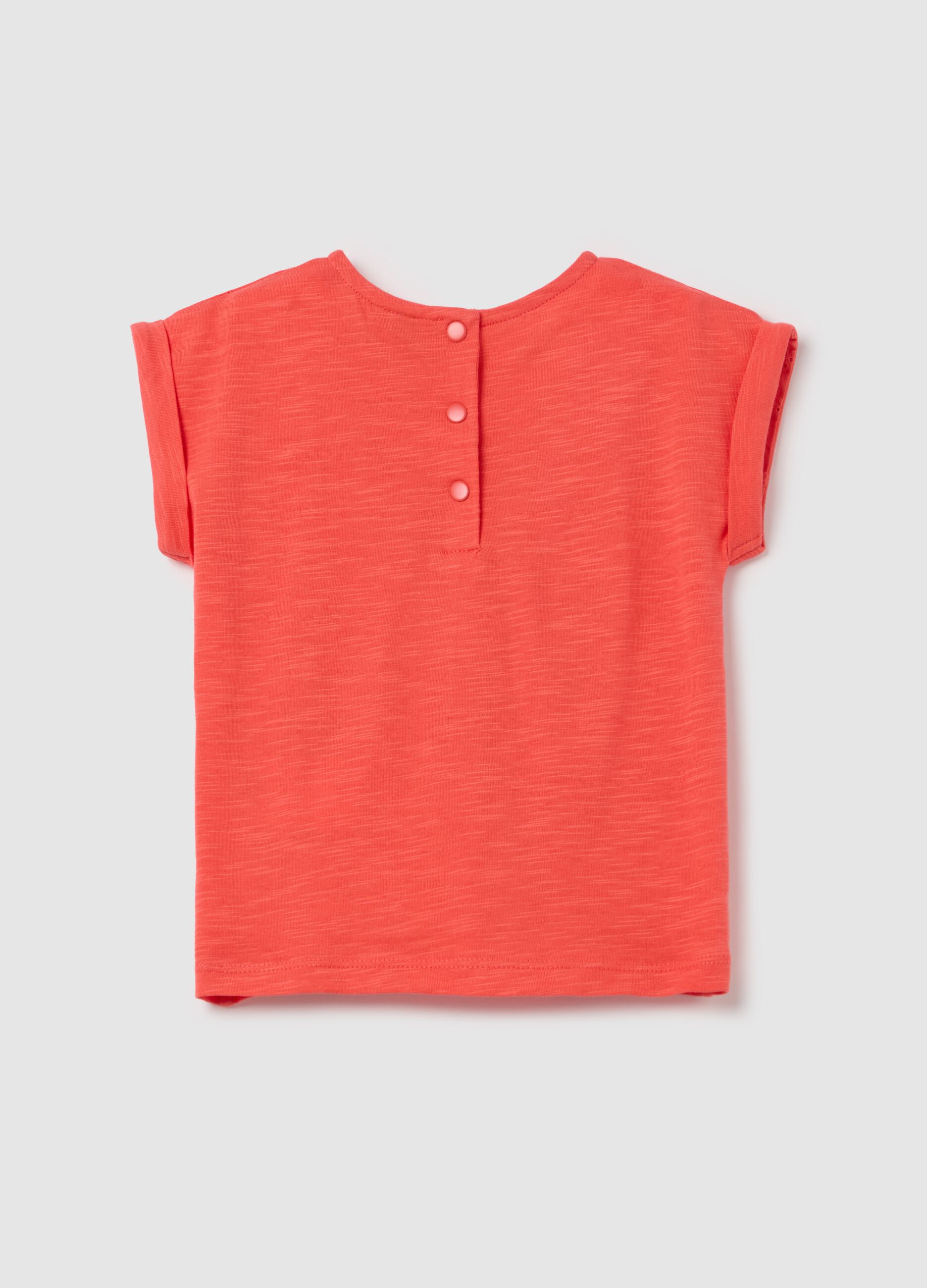 Cotton T-shirt with broderie anglaise insert