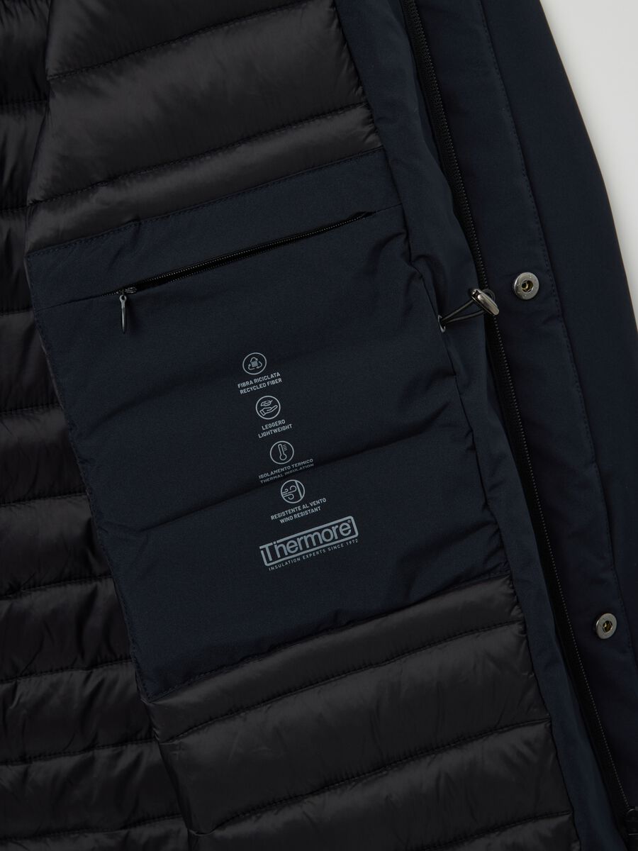 Blue regular fit padded parka with hood and zip_3