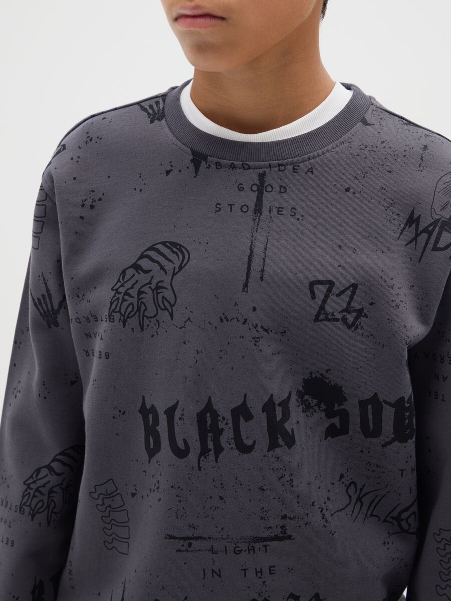 Grey regular fit boys' sweatshirt in pure cotton with print_2