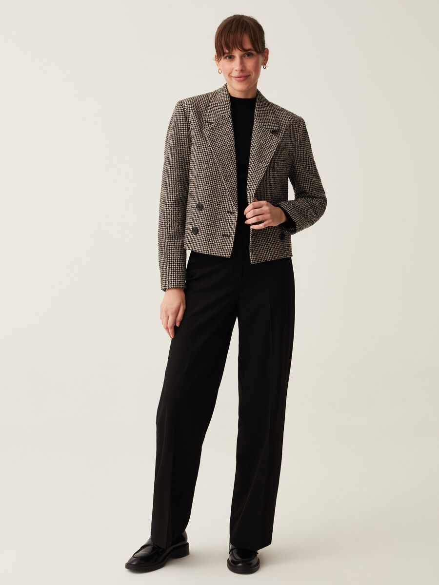 Blazer doppiopetto in tweed pied de poule_0