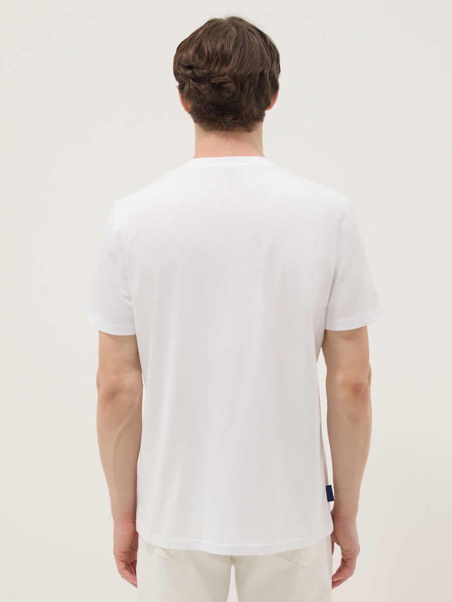 White pure cotton T-shirt with front print, regular fit_3