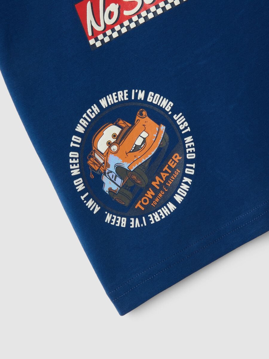 Boys&rsquo; blue pure cotton T-shirt with Cars print, oversized fit_3