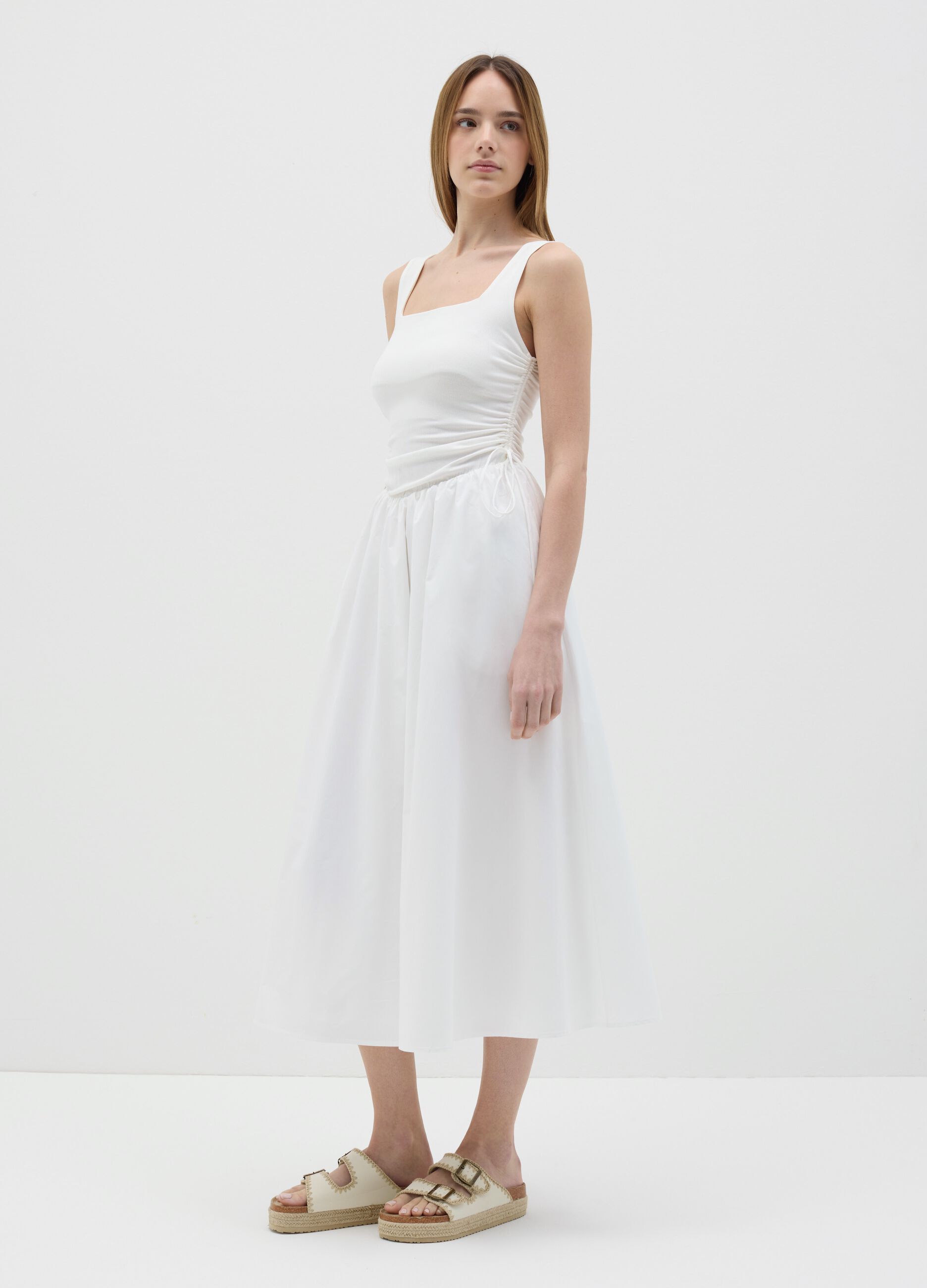 Abito lungo da donna in viscosa elasticizzata bianco regular fit