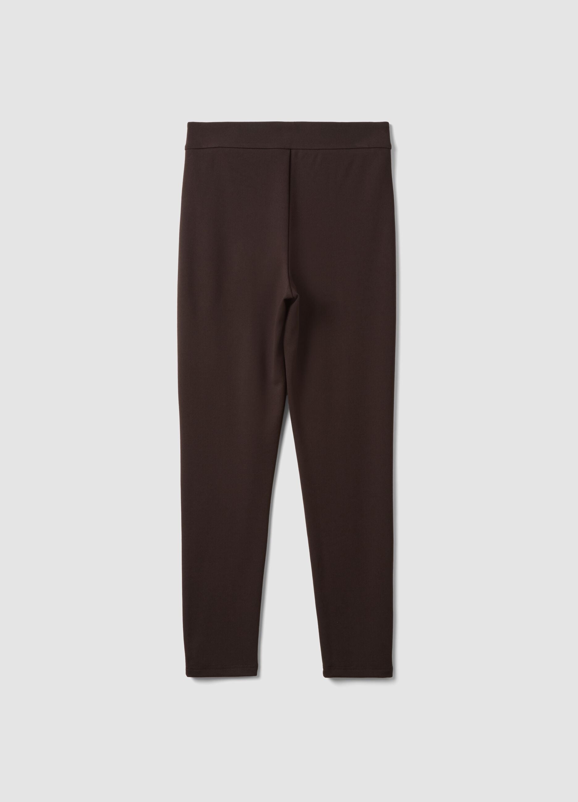 Leggings marroni in punto Milano di viscosa elasticizzata skinny fit