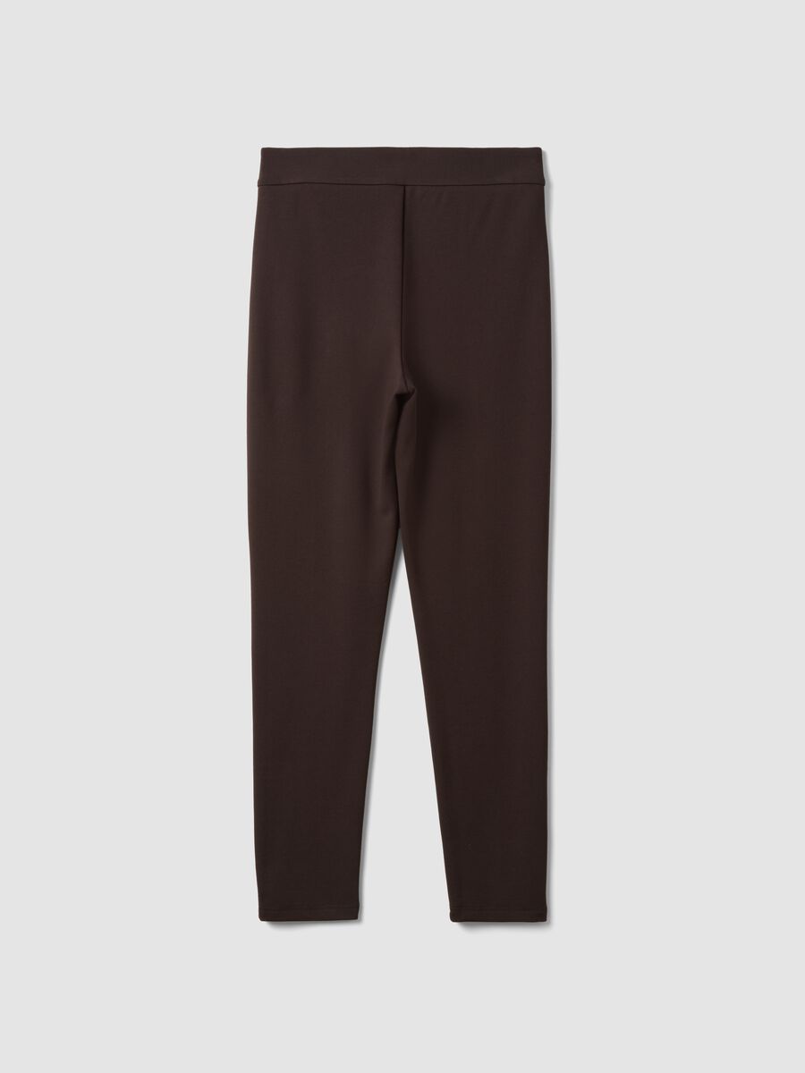 Leggings marroni in punto Milano di viscosa elasticizzata skinny fit_6