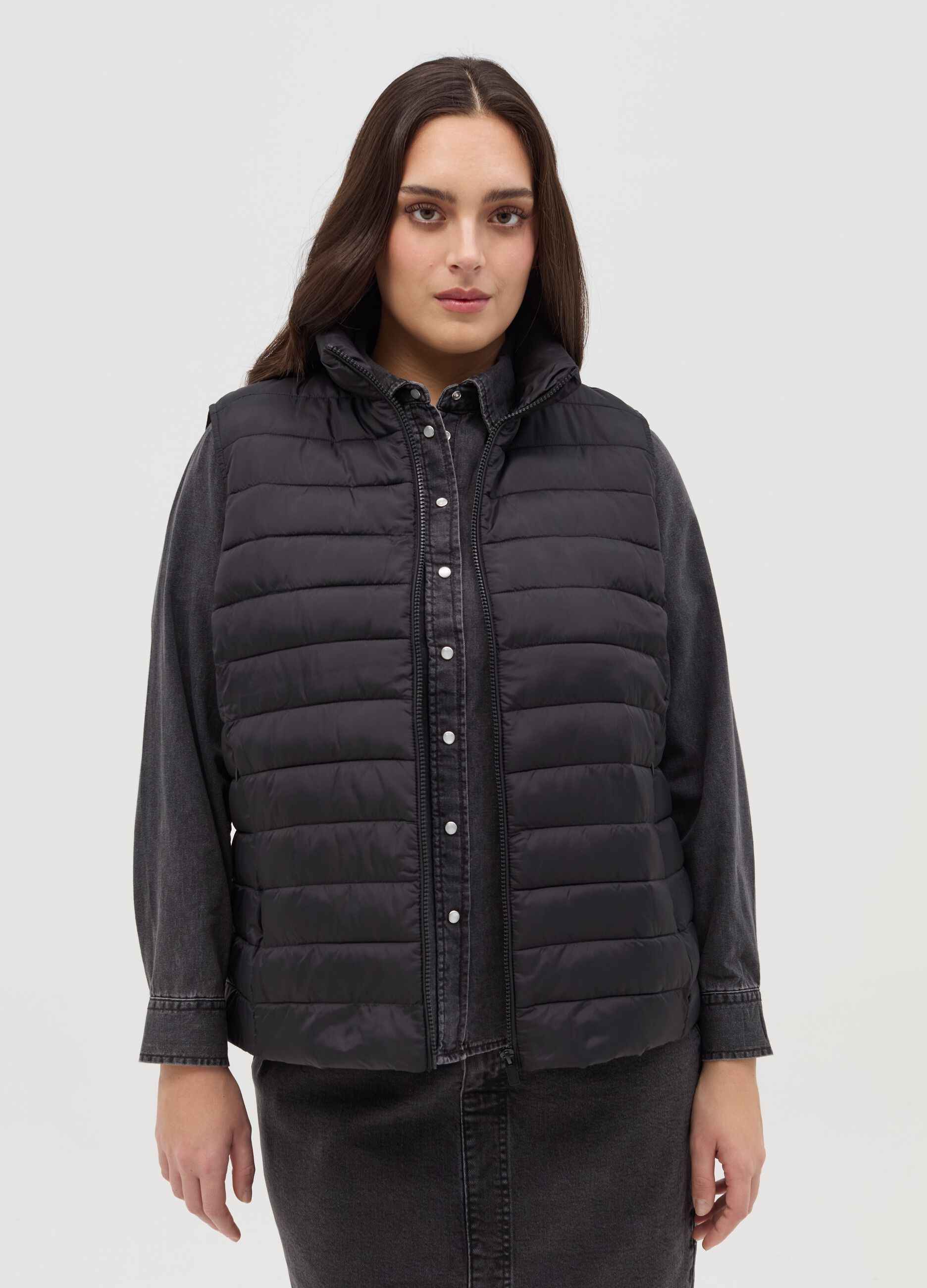Gilet full-zip ultralight a collo alto Curvy