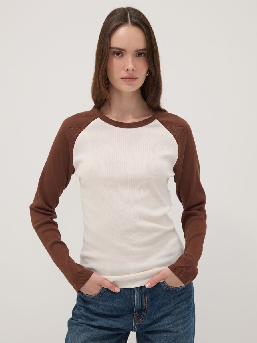 T-shirt bianca in puro cotone a maniche lunghe_0