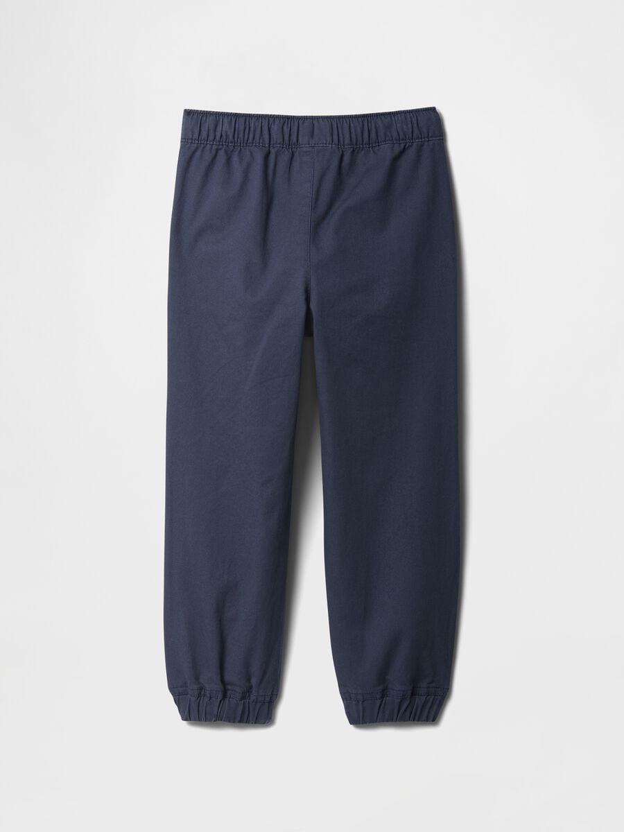 Pantaloni jogger blu in cotone elasticizzato_1