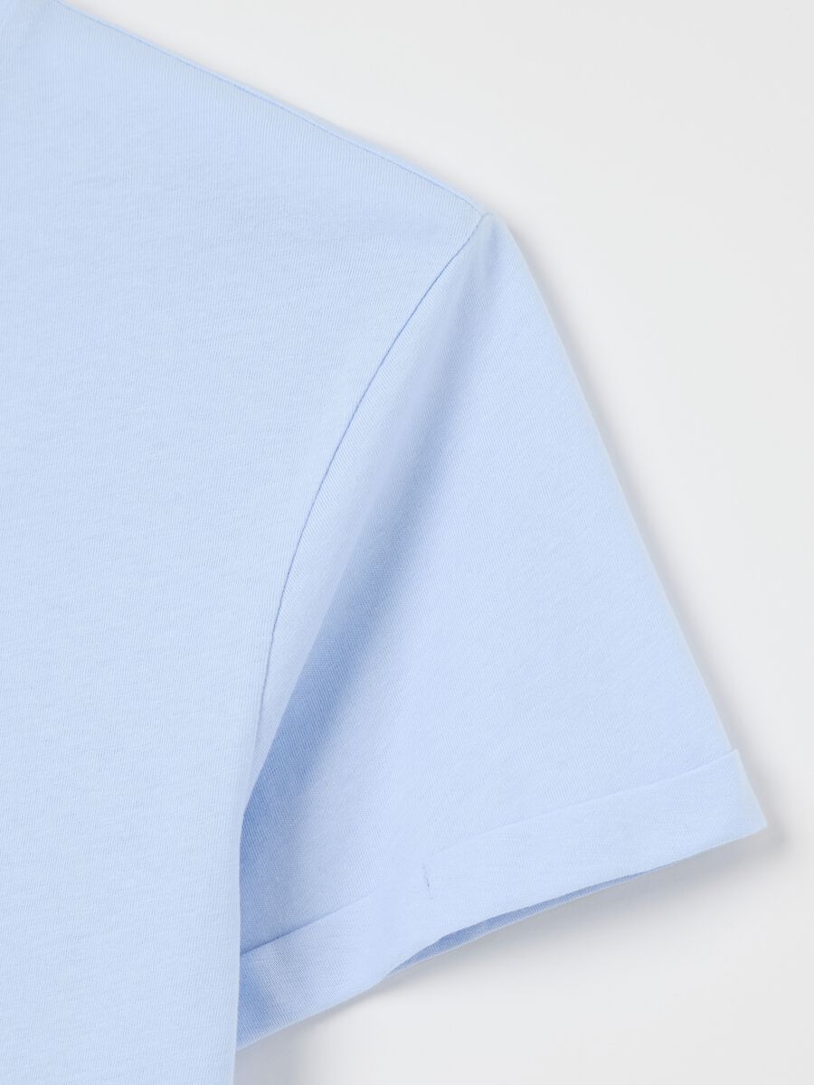 Light blue cotton pyjama top with lettering embroidery_5