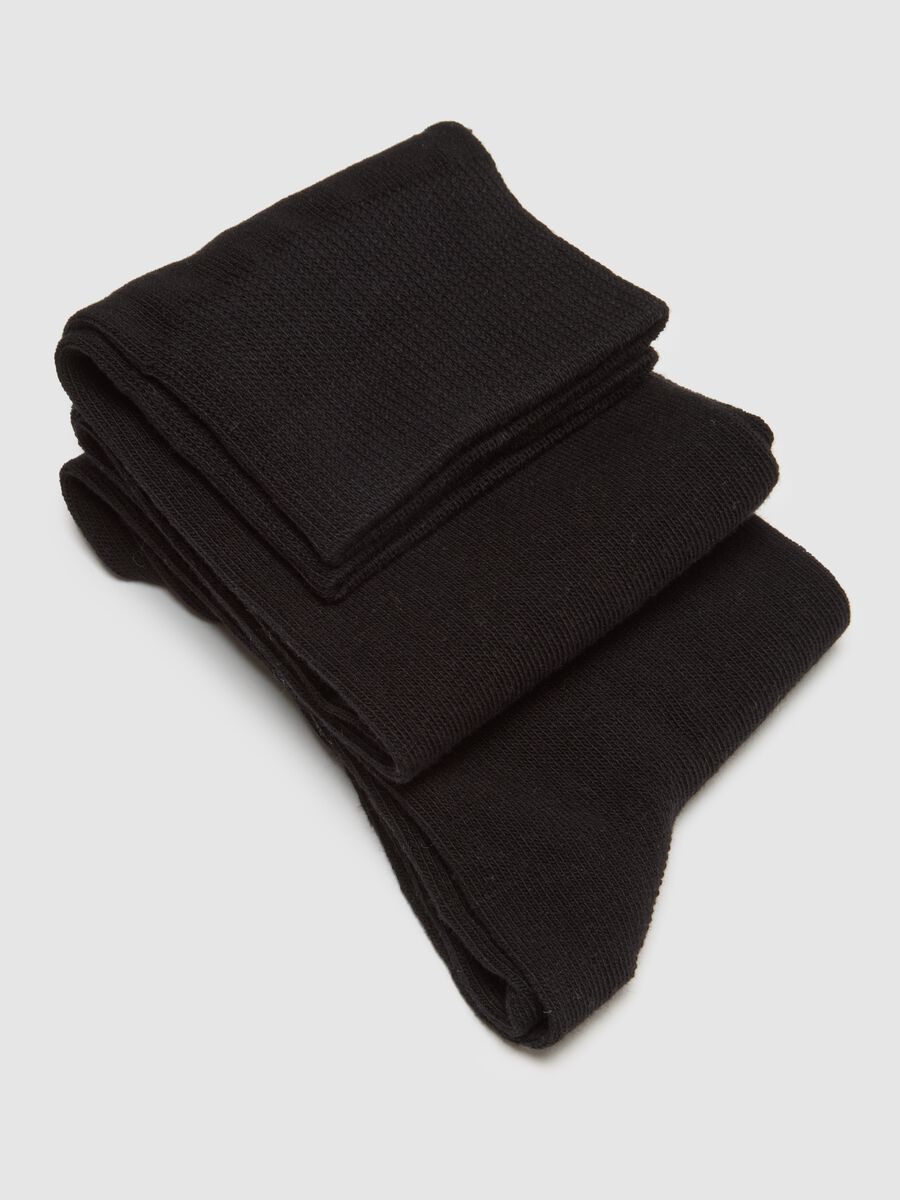 Triple pack of long black cotton blend stretch socks_2
