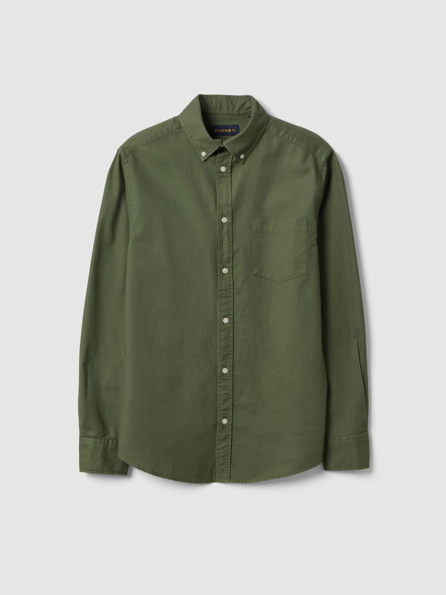 Camicia verde in puro cotone regular fit_4