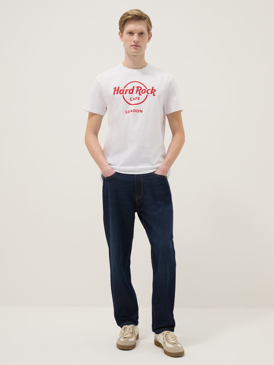 White pure cotton regular fit T-shirt with Hard Rock Cafe logo_1