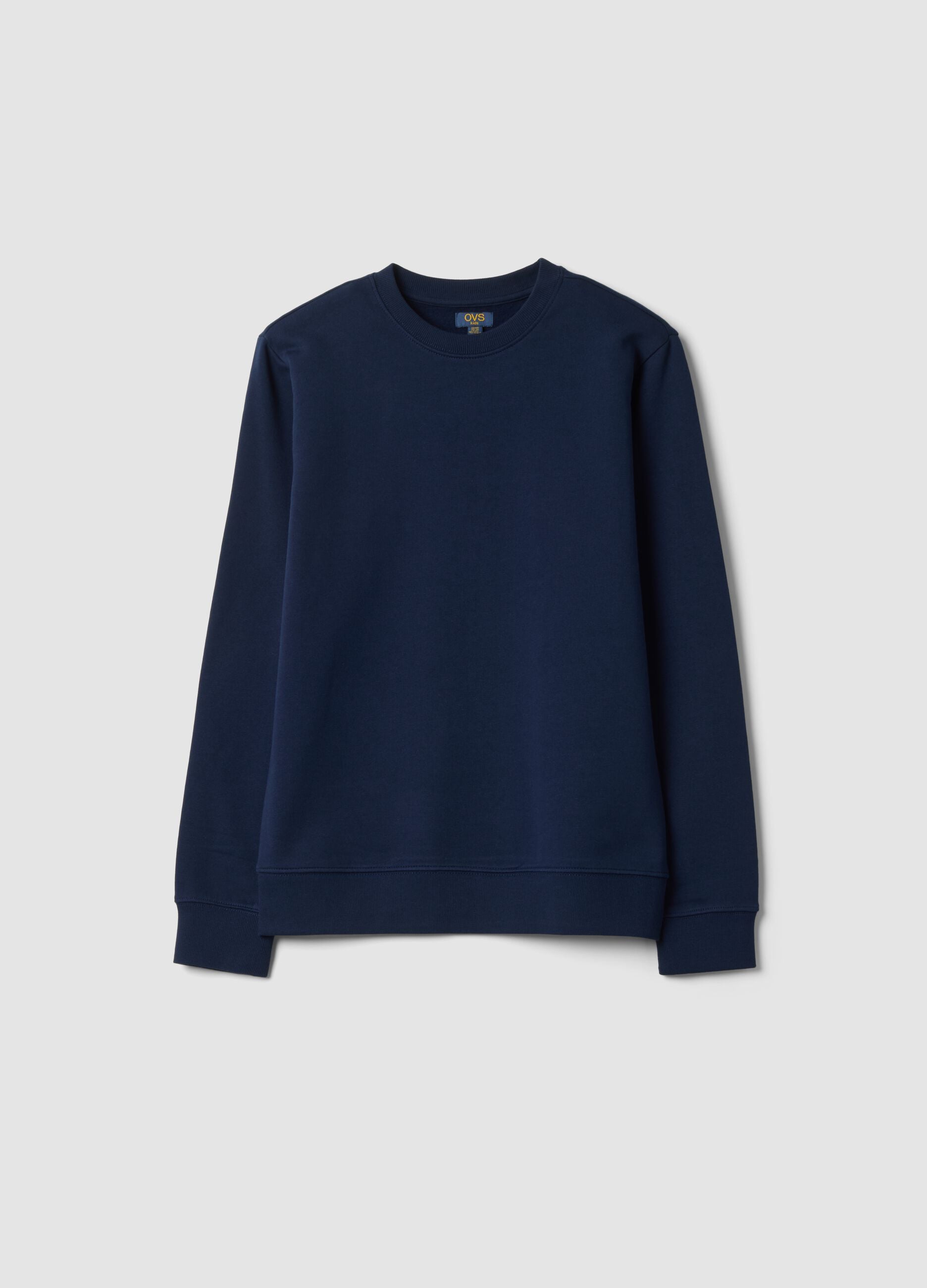 Felpa blu navy in puro cotone organico girocollo