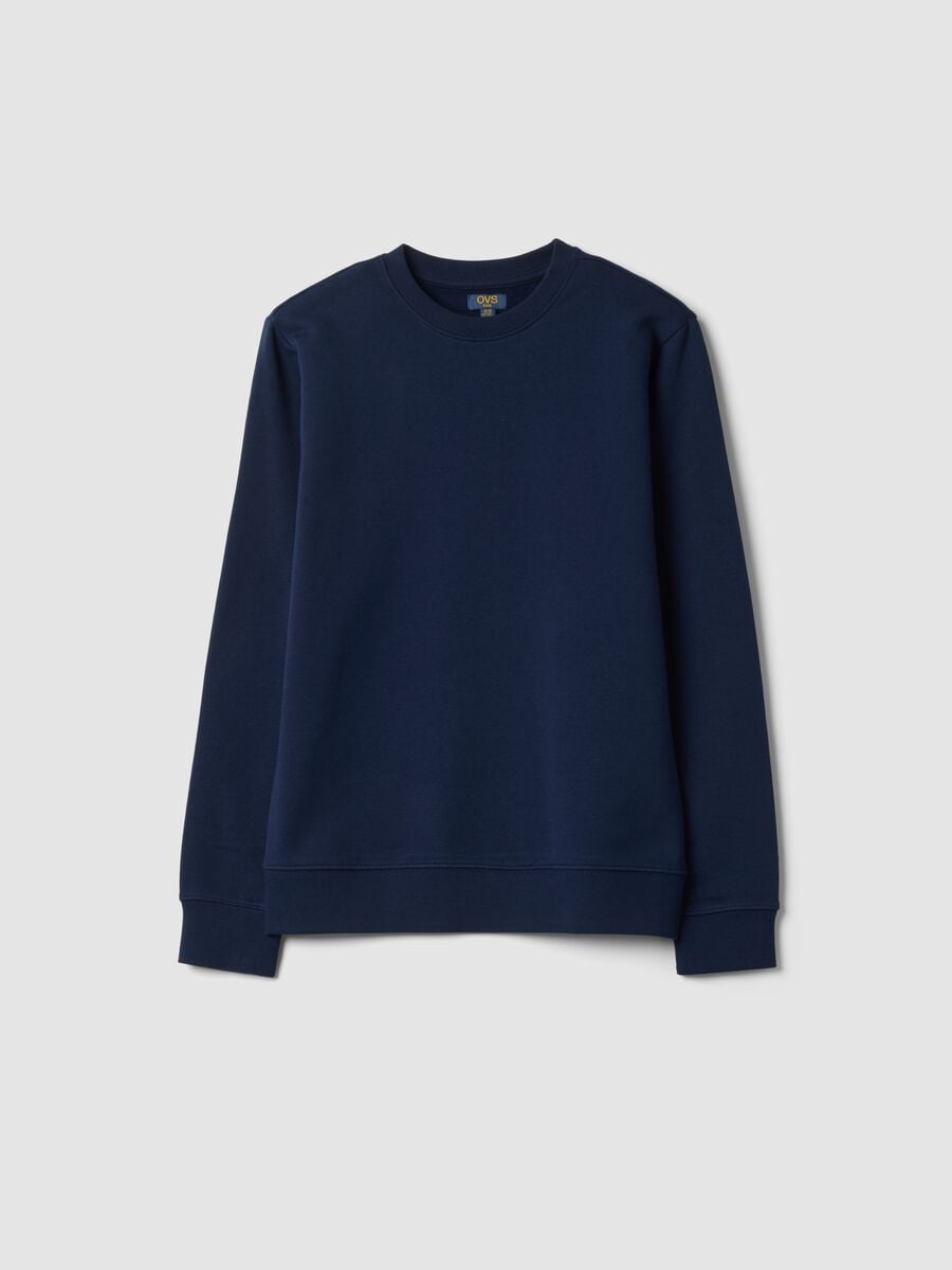 Navy blue organic cotton crew-neck sweatshirt_0