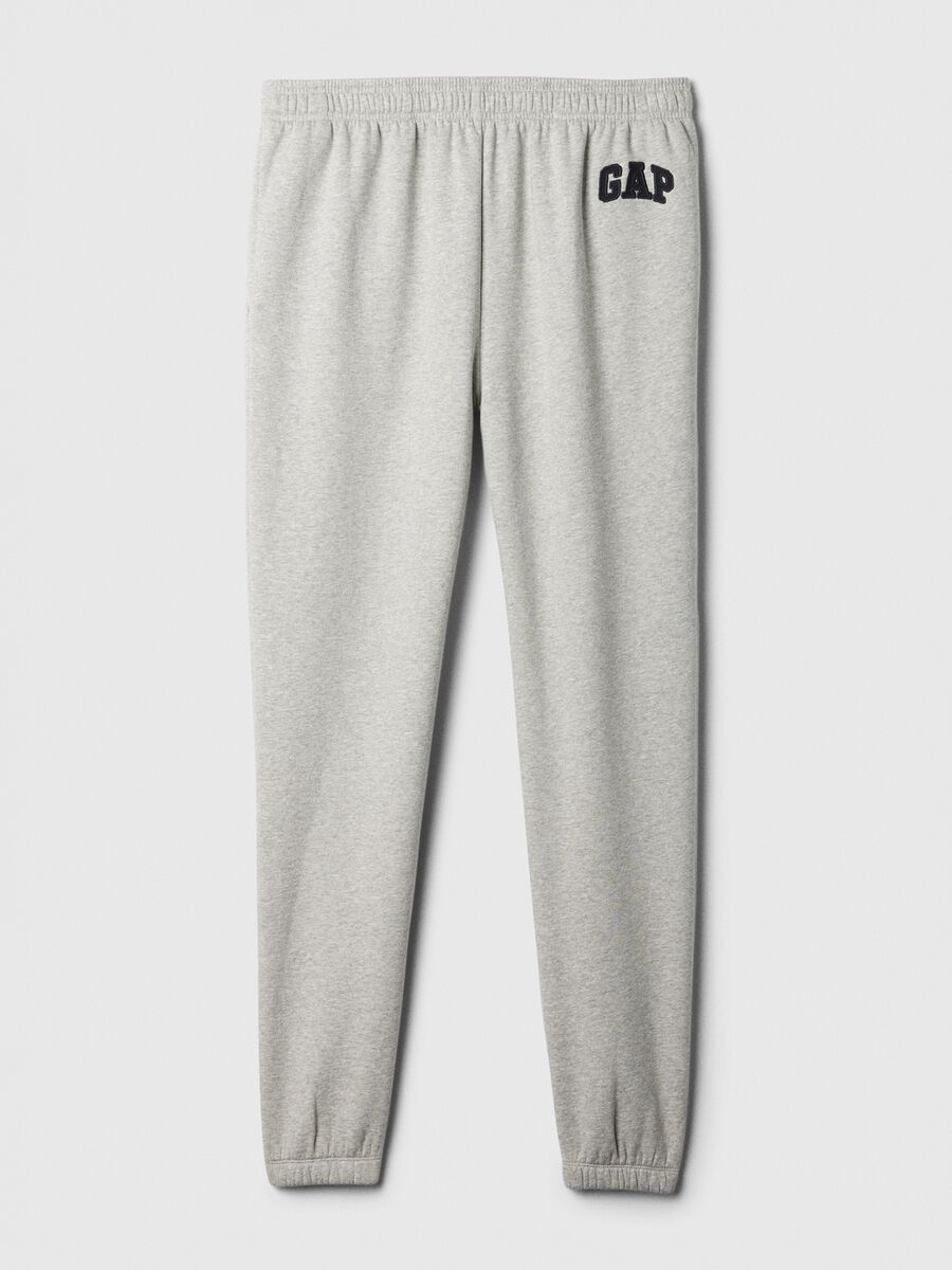 Pantaloni jogger grigio chiaro in misto cotone con logo GAP_3
