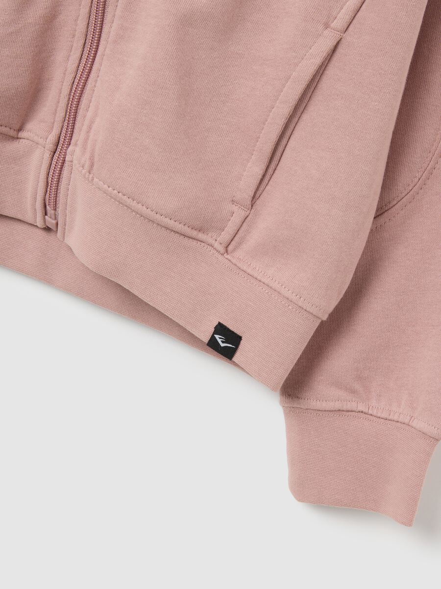 Felpa con cappuccio da bambina in puro cotone rosa e zip_2