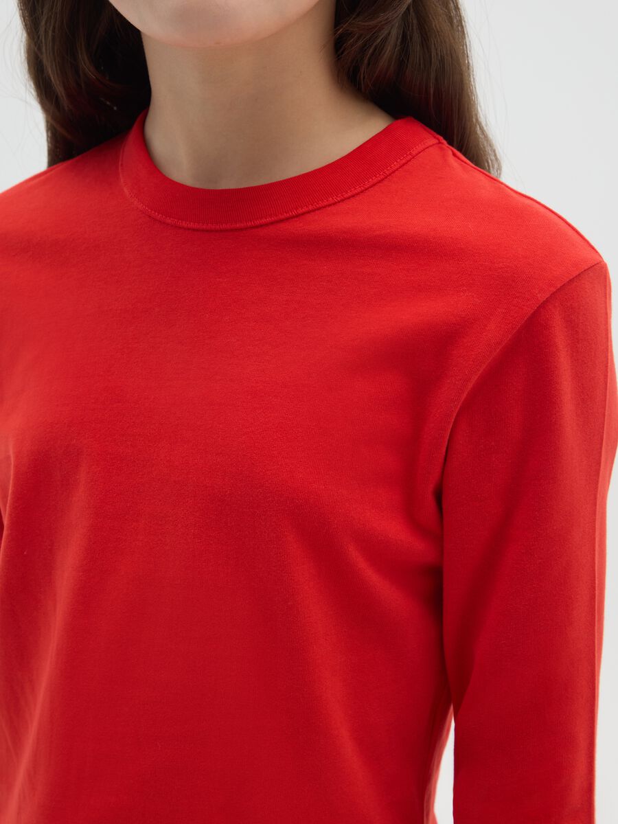 Maglia rossa a maniche lunghe da ragazza in puro cotone regular fit_2