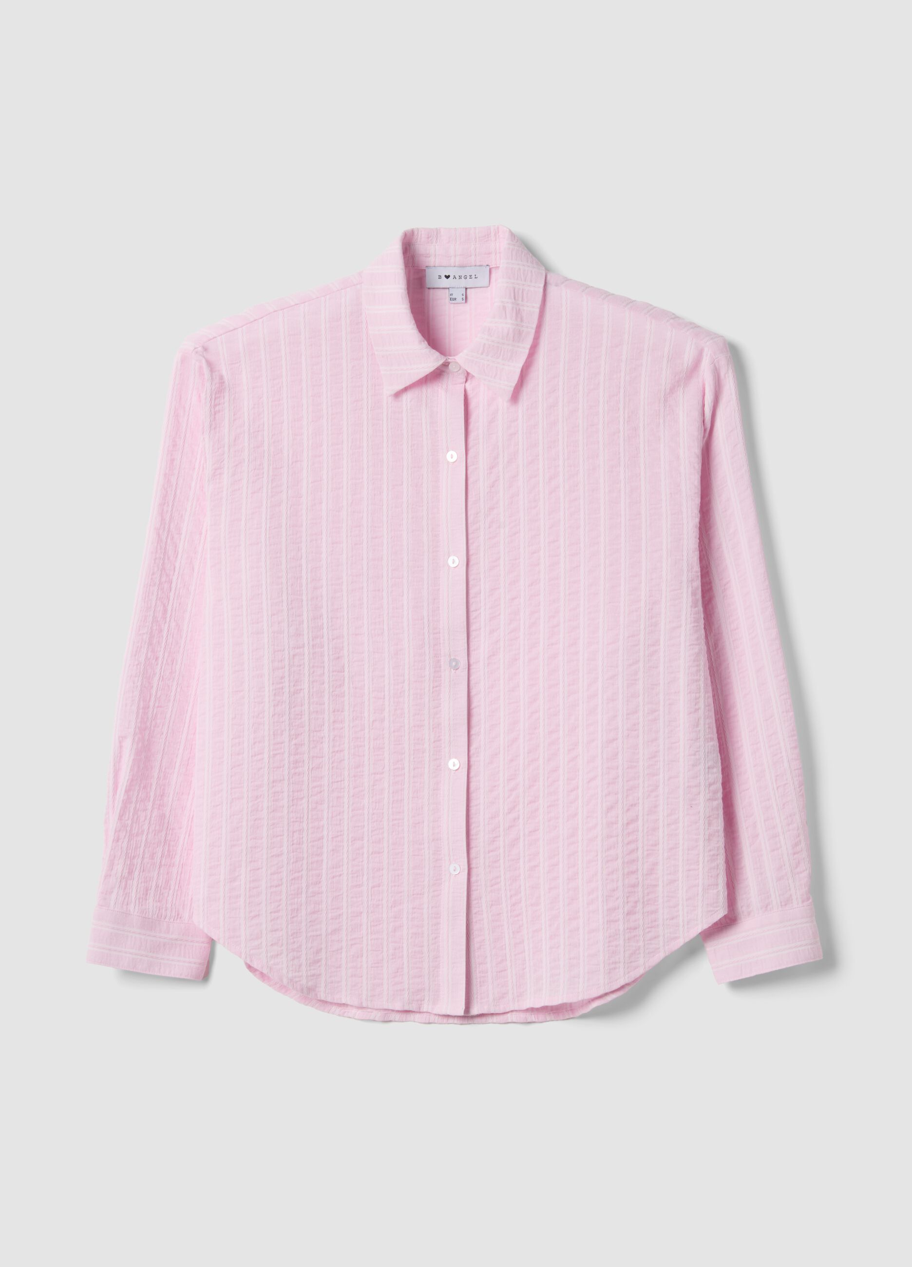 Multicolour stripe pure cotton oversized fit shirt