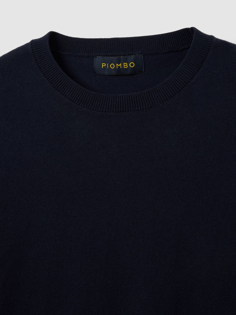 Maglione blu scuro in misto cotone_5