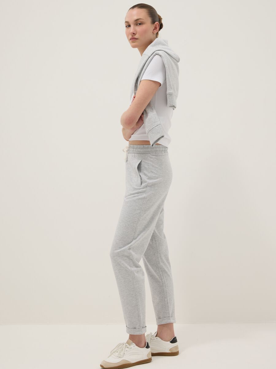 Pantaloni jogger in puro cotone grigi regular fit_3