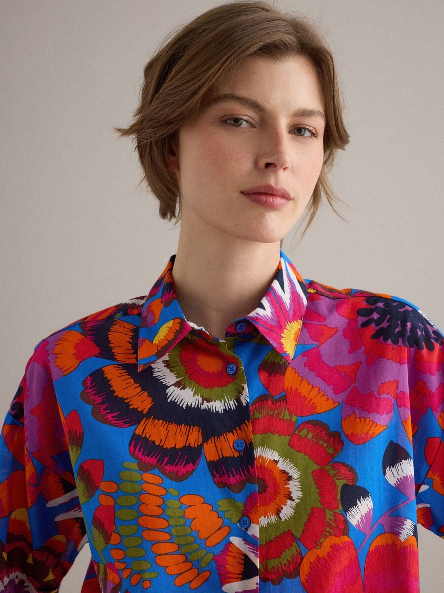 Camicia crop multicolor in puro cotone_2