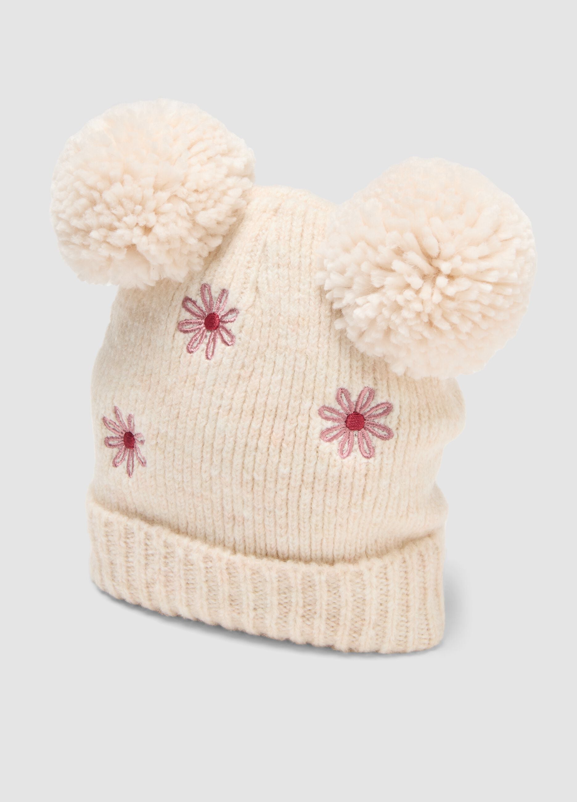 Beige stretch-fabric hat, scarf and mittens set