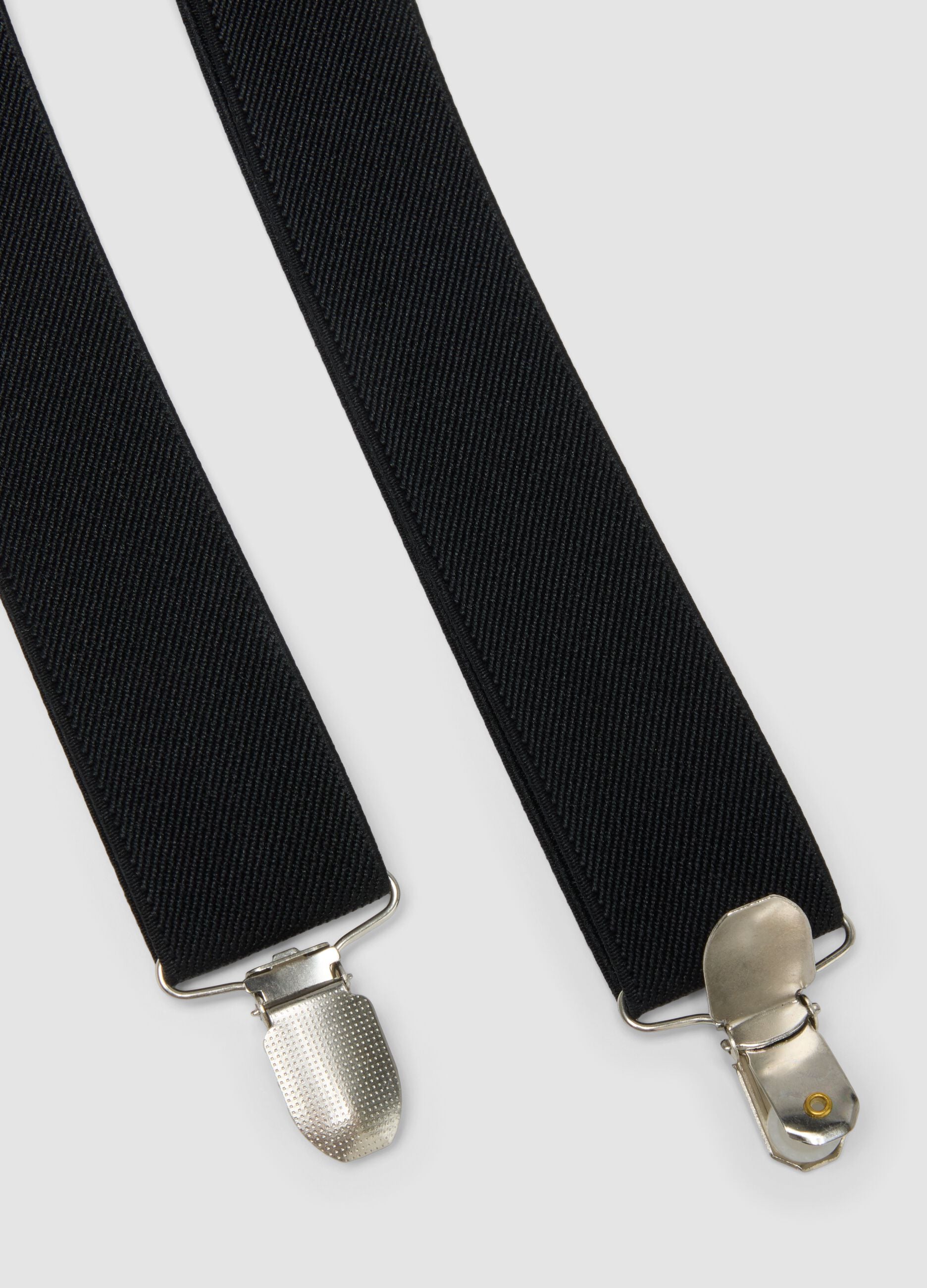 Black elasticated braces with metal clips