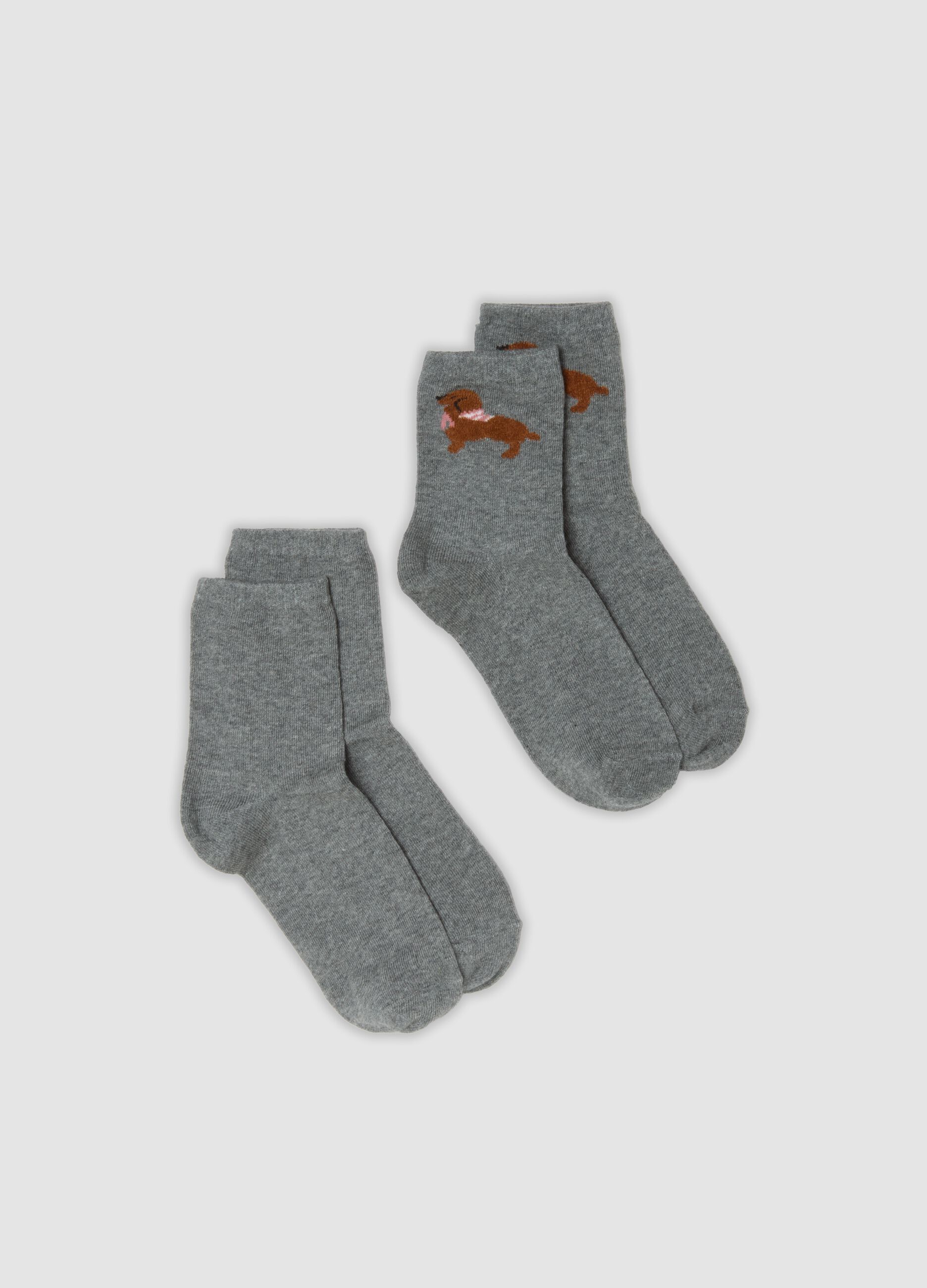2-pack of melange grey, brown and light pink socks in stretch organic cotton