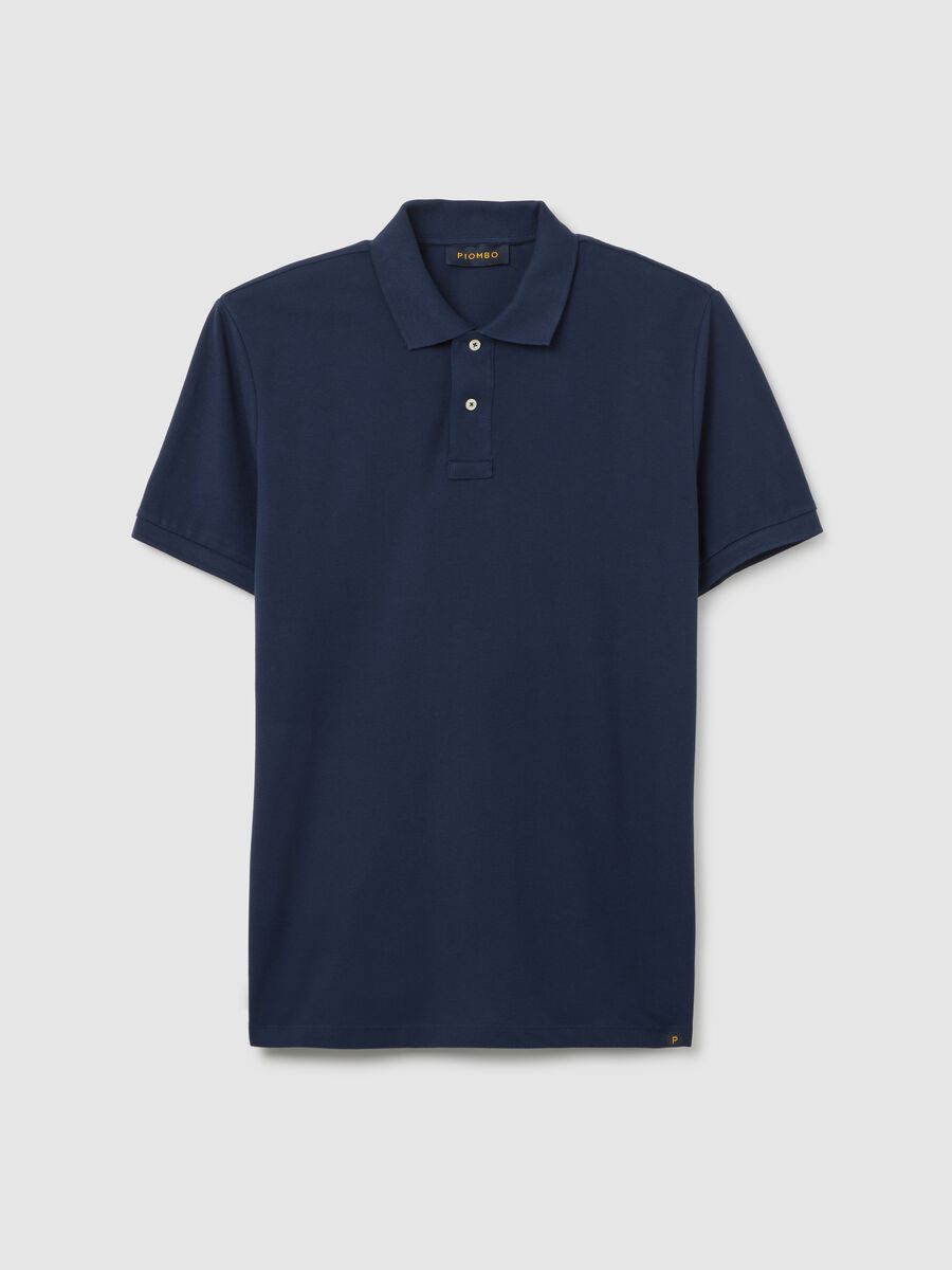 Polo da uomo in puro cotone Supima blu regular fit_4