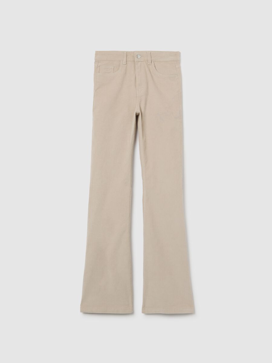 Flared Beige Stretch Trousers_4