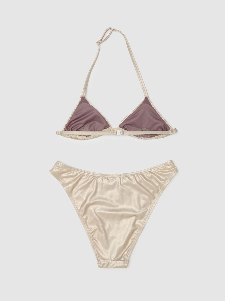 Girls' gold stretch fabric bikini_1