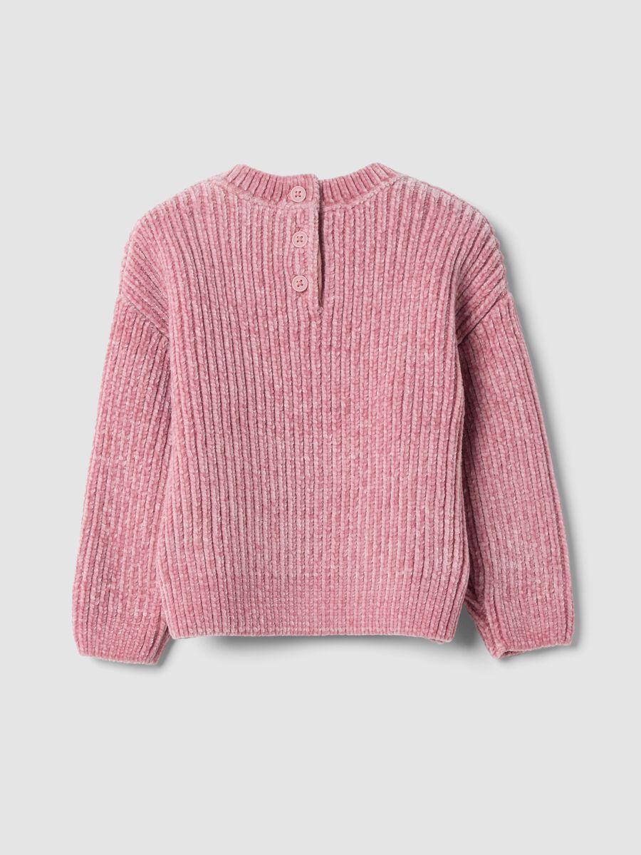 Mauve ribbed crew-neck jumper with oversized fit_1
